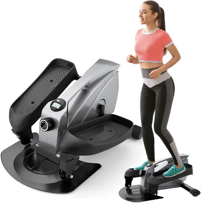 Under Desk Elliptical Portable Elliptical Machine, Desk Bike Pedal Exerciser with Adjustable Resistance & LCD Monitor, Non-Slip Quiet Elliptical Suitable for Gym Office Home